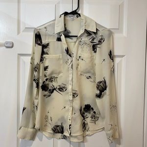 Express cream button up blouse